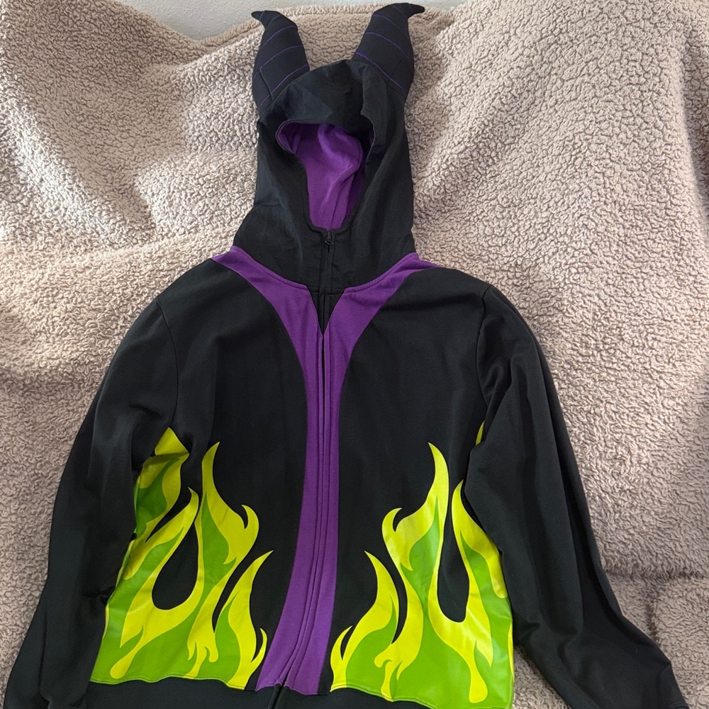 Disney Maleficent Green Flames Hoodie w/Horns - Medium